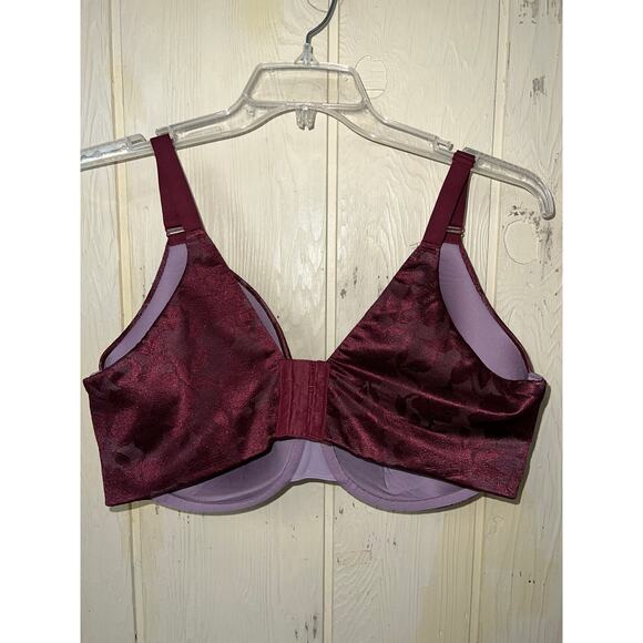 42F Cacique Bra Lace Full Coverage Underwire Lightly Lined Lane Bryant Wine Red - Picture 8 of 9